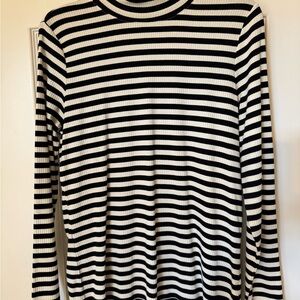 Talbots Black and White Striped Knit Top size large